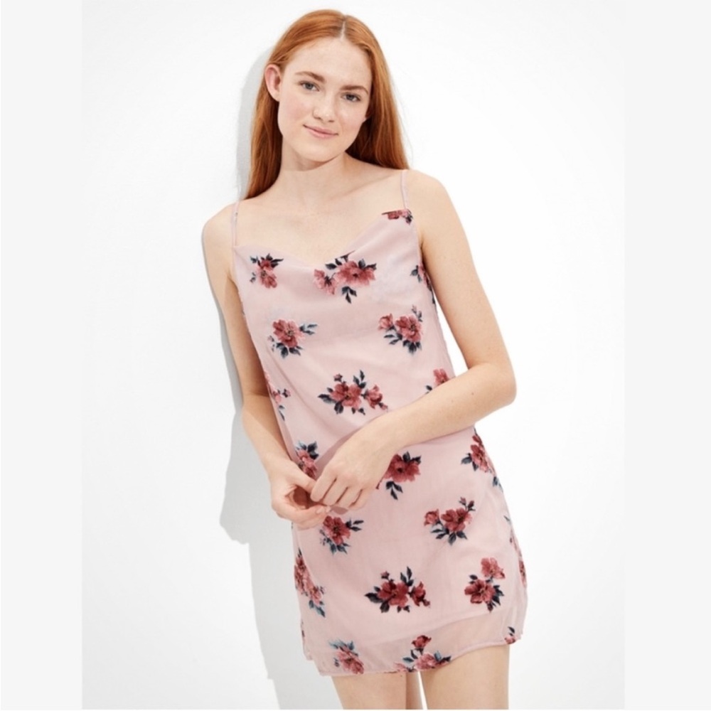 American Eagle Floral Pink Slip Dress